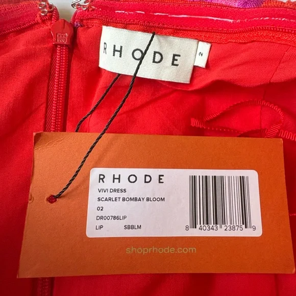 Rhode Vivi Dress in Scarlet Bombay Bloom NWT Size 2